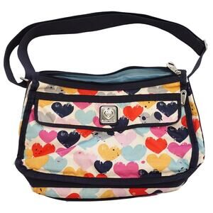Brighton Colored Heart shoulder strap purse with Navy strap